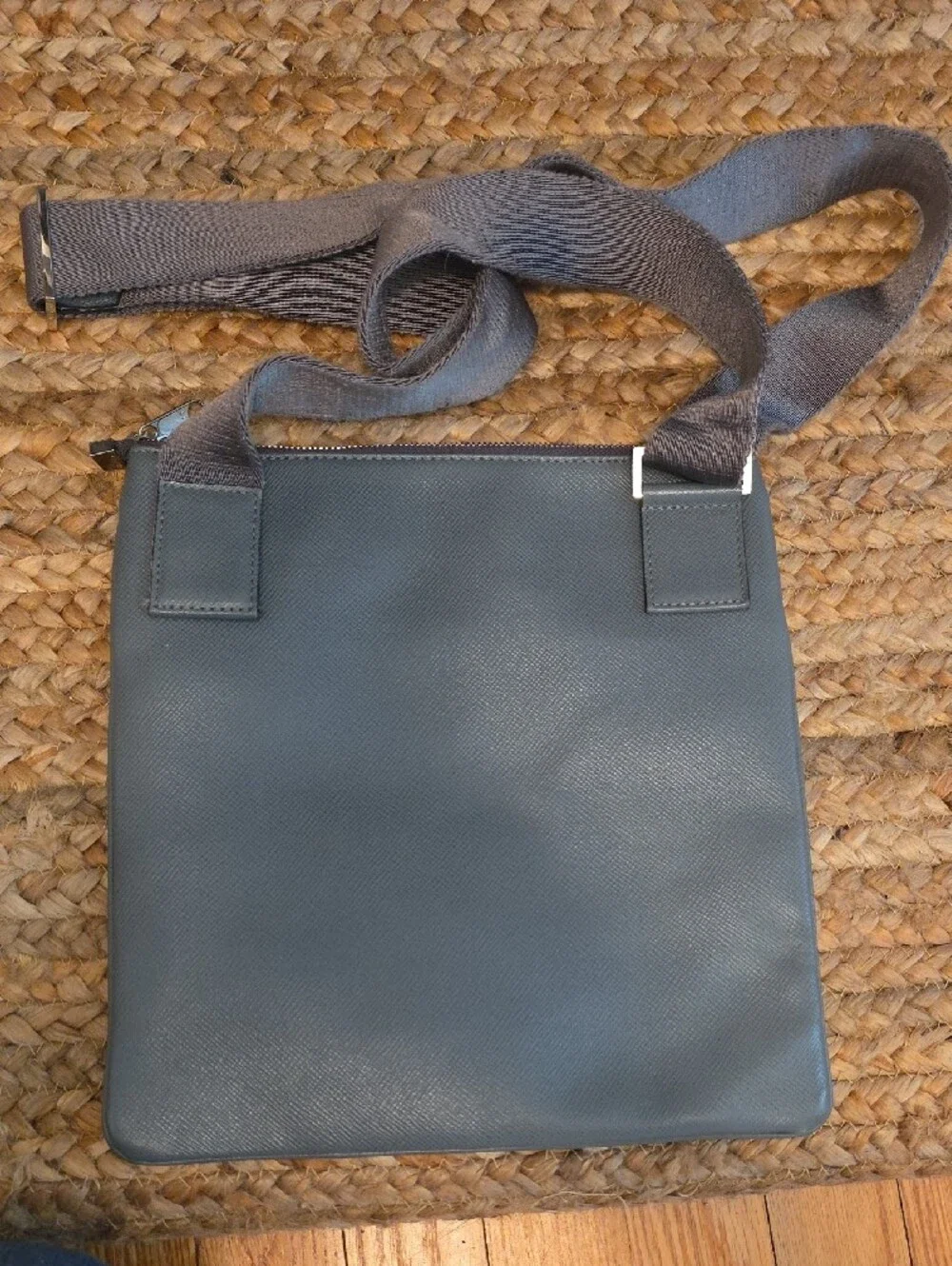 Serapian Gray Leather Messenger Bag